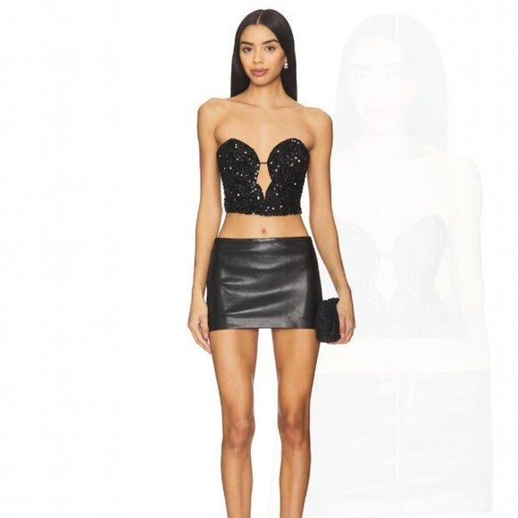 New NWT REVOLVE + Bardot ELENI BEADED BUSTIER Red and Black Size 6 Medium - Picture 6 of 11